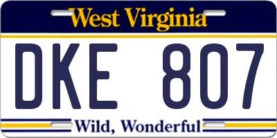 WV license plate DKE807