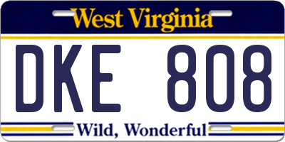 WV license plate DKE808
