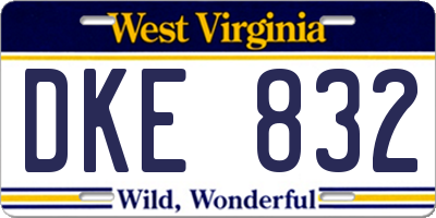 WV license plate DKE832