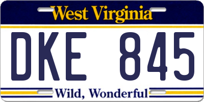 WV license plate DKE845