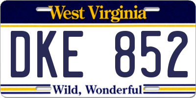WV license plate DKE852