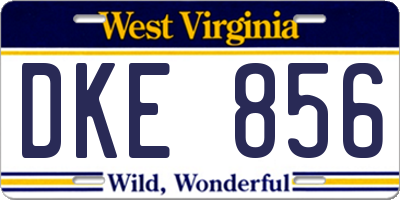 WV license plate DKE856
