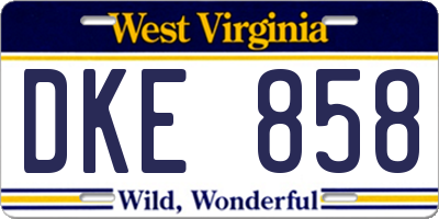 WV license plate DKE858
