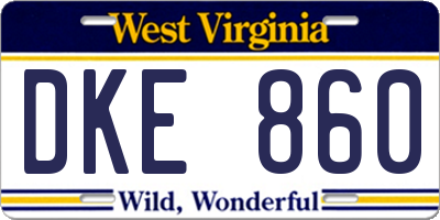WV license plate DKE860