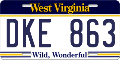 WV license plate DKE863