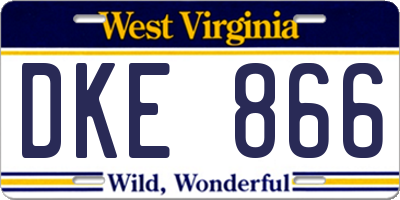 WV license plate DKE866