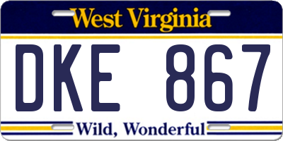 WV license plate DKE867