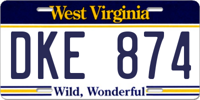 WV license plate DKE874
