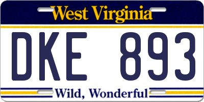 WV license plate DKE893