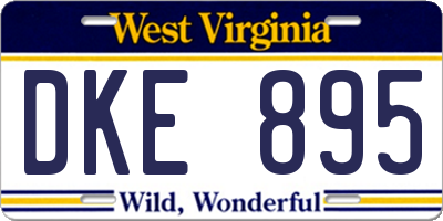 WV license plate DKE895