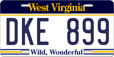 WV license plate DKE899