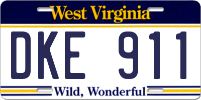 WV license plate DKE911