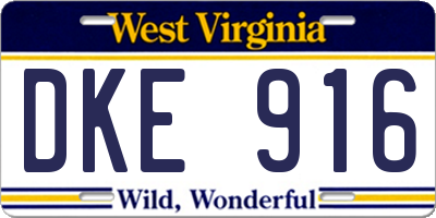 WV license plate DKE916