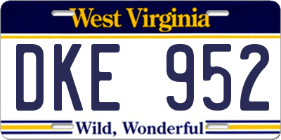 WV license plate DKE952