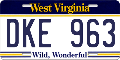 WV license plate DKE963