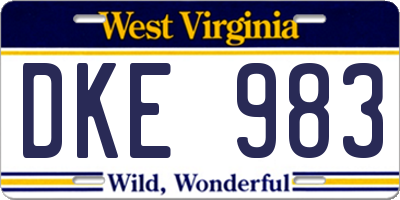 WV license plate DKE983
