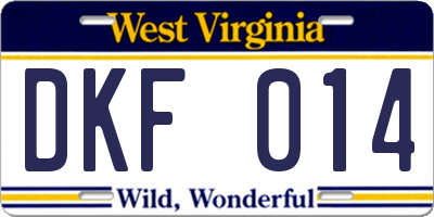 WV license plate DKF014