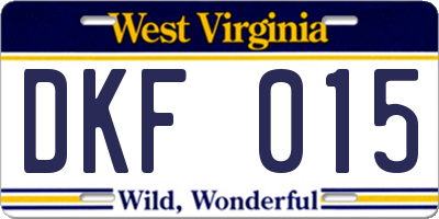 WV license plate DKF015