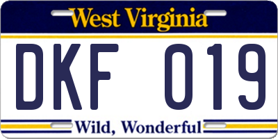 WV license plate DKF019