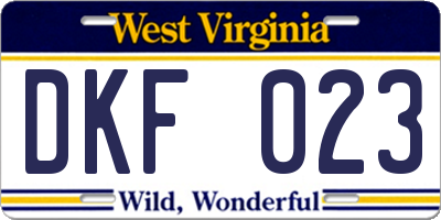 WV license plate DKF023
