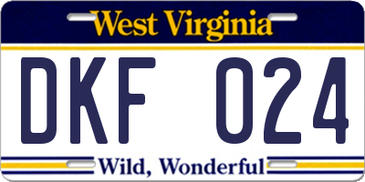 WV license plate DKF024