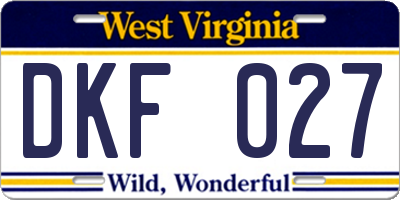 WV license plate DKF027