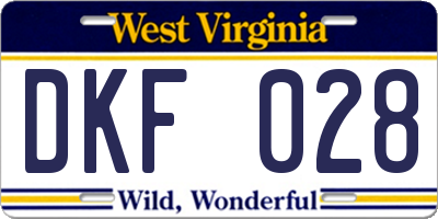 WV license plate DKF028