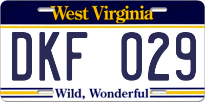 WV license plate DKF029