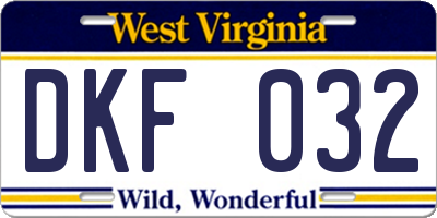 WV license plate DKF032