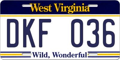 WV license plate DKF036