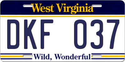 WV license plate DKF037