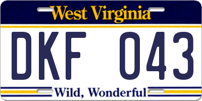 WV license plate DKF043