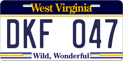 WV license plate DKF047