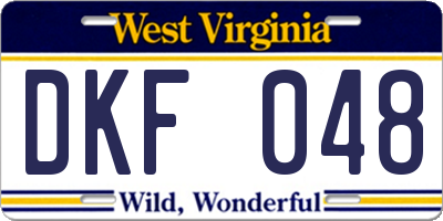 WV license plate DKF048