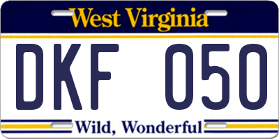 WV license plate DKF050