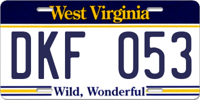 WV license plate DKF053