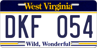 WV license plate DKF054