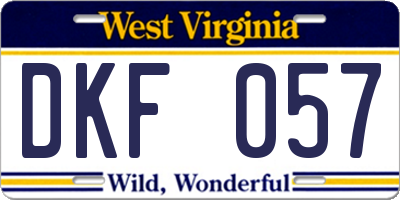 WV license plate DKF057