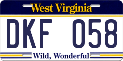 WV license plate DKF058