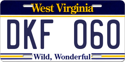 WV license plate DKF060