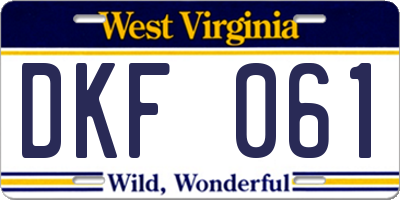 WV license plate DKF061