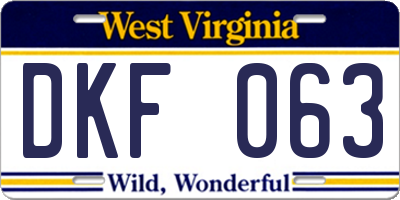 WV license plate DKF063