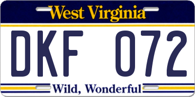 WV license plate DKF072