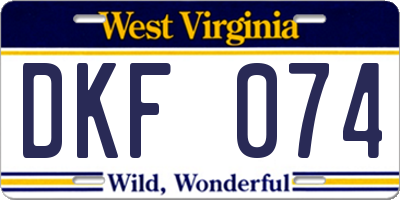 WV license plate DKF074