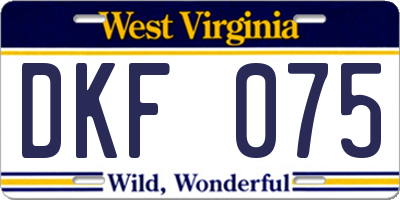 WV license plate DKF075