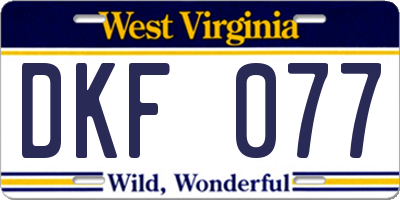 WV license plate DKF077
