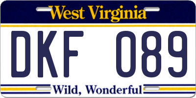 WV license plate DKF089