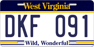 WV license plate DKF091