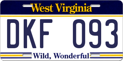 WV license plate DKF093