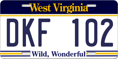 WV license plate DKF102